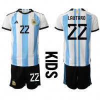Dětský Fotbalový dres Argentina Lautaro Martinez #22 MS 2022 Domácí Krátký Rukáv (+ trenýrky)